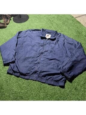 Vintage 90s Nike Windbreaker Jacket Navy Blue Swoosh Mens XL Lightweight Casual